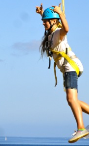 High-rope swing on Catalina Island: "ROCK AND ROLL!"